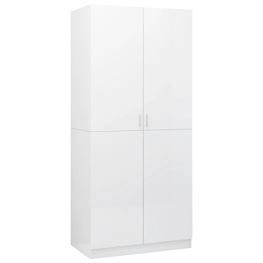 vidaXL Șifonier, alb extralucios, 80x52x180 cm, lemn prelucrat