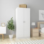 vidaXL Șifonier, alb extralucios, 80x52x180 cm, lemn prelucrat vidaXL Șifonier, alb extralucios, 80x52x180 cm, lemn prelucrat