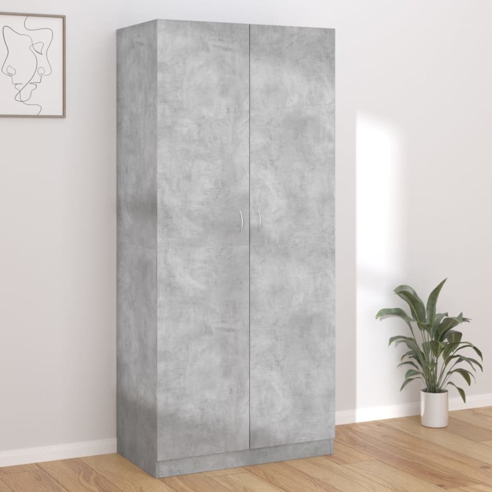 vidaXL Șifonier, gri beton, 90x52x200 cm, lemn prelucrat