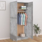 vidaXL Șifonier, gri beton, 90x52x200 cm, lemn prelucrat vidaXL Șifonier, gri beton, 90x52x200 cm, lemn prelucrat