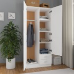 vidaXL Șifonier, alb, 80x52x180 cm, lemn prelucrat
