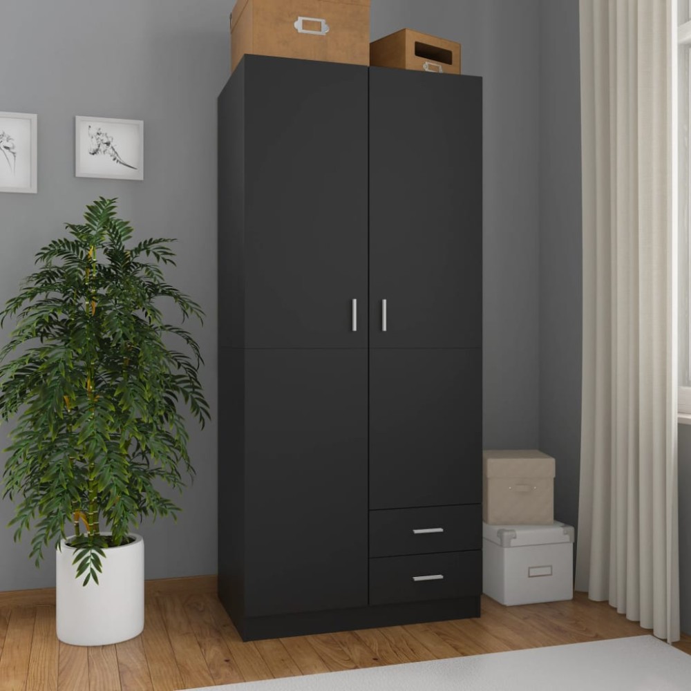 vidaXL Șifonier, negru, 80x52x180 cm, lemn prelucrat