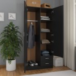 vidaXL Șifonier, negru, 80x52x180 cm, lemn prelucrat