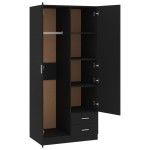 vidaXL Șifonier, negru, 80x52x180 cm, lemn prelucrat