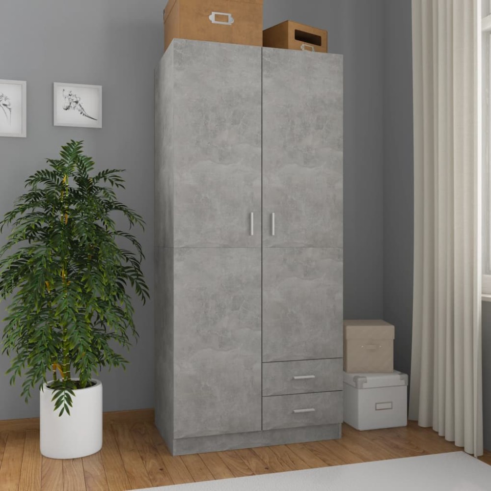 vidaXL Șifonier, gri beton, 80x52x180 cm, lemn prelucrat