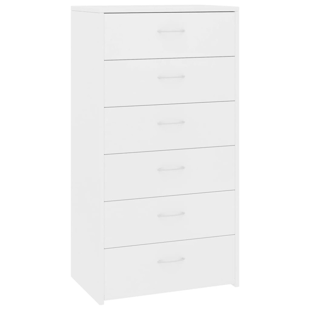 vidaXL Dulap cu 6 sertare, alb, 50x34x96 cm, lemn prelucrat
