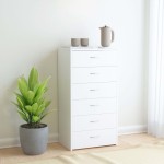 vidaXL Dulap cu 6 sertare, alb, 50x34x96 cm, lemn prelucrat vidaXL Dulap cu 6 sertare, alb, 50x34x96 cm, lemn prelucrat