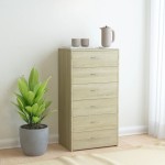 vidaXL Dulap cu 6 sertare, stejar Sonoma, 50x34x96 cm, lemn prelucrat