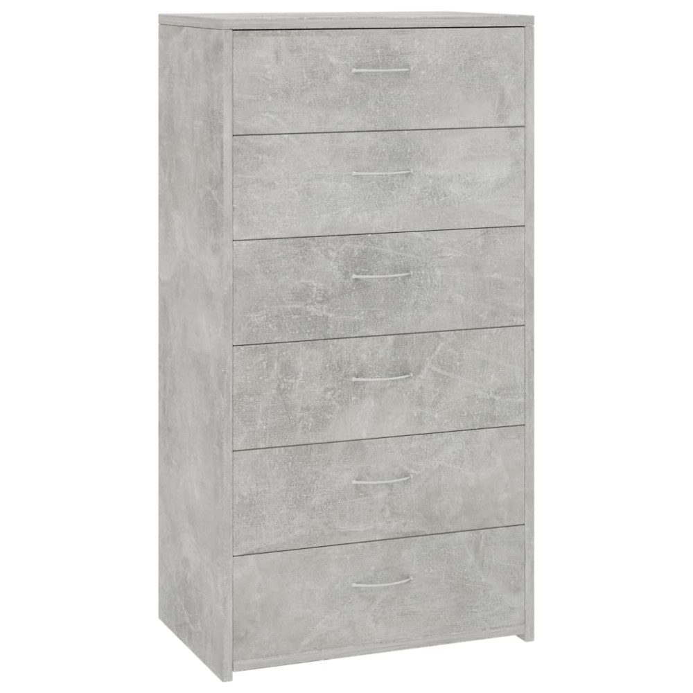 vidaXL Dulap cu 6 sertare, gri beton, 50x34x96 cm, lemn prelucrat