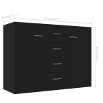 vidaXL Dulap, negru, 88 x 30 x 65 cm, lemn prelucrat