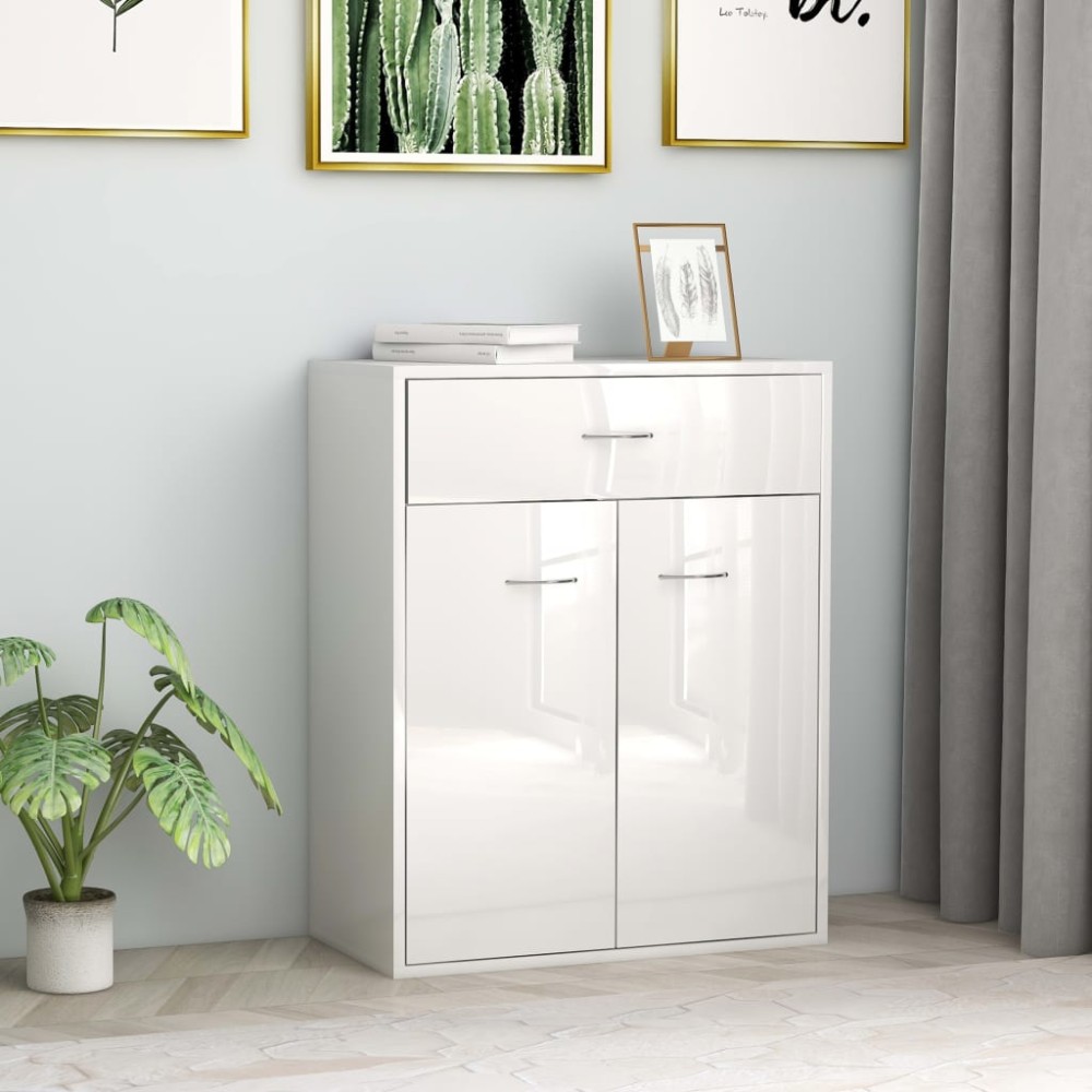 vidaXL Dulap, alb extralucios, 60x30x75 cm, lemn prelucrat