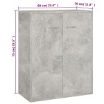 vidaXL Dulap, gri beton, 60x30x75 cm, lemn prelucrat