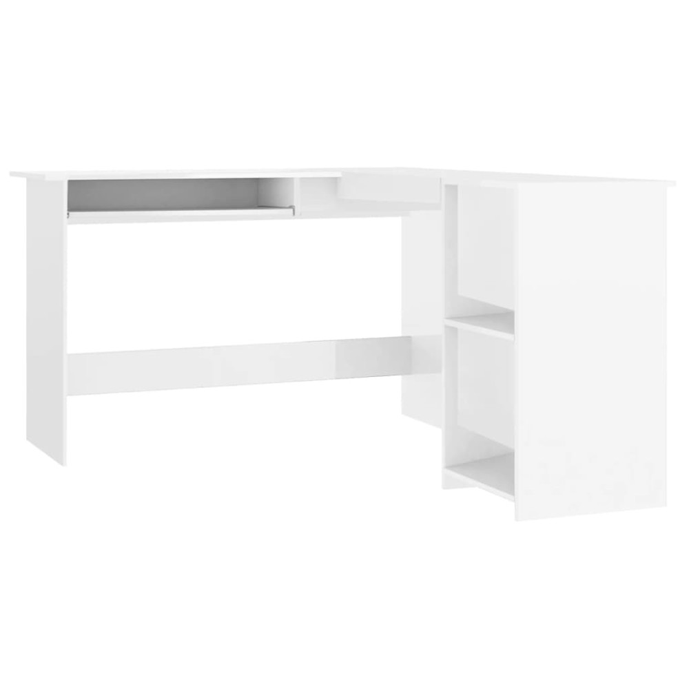 vidaXL Birou de colț formă de L alb extralucios 120x140x75 cm lemn