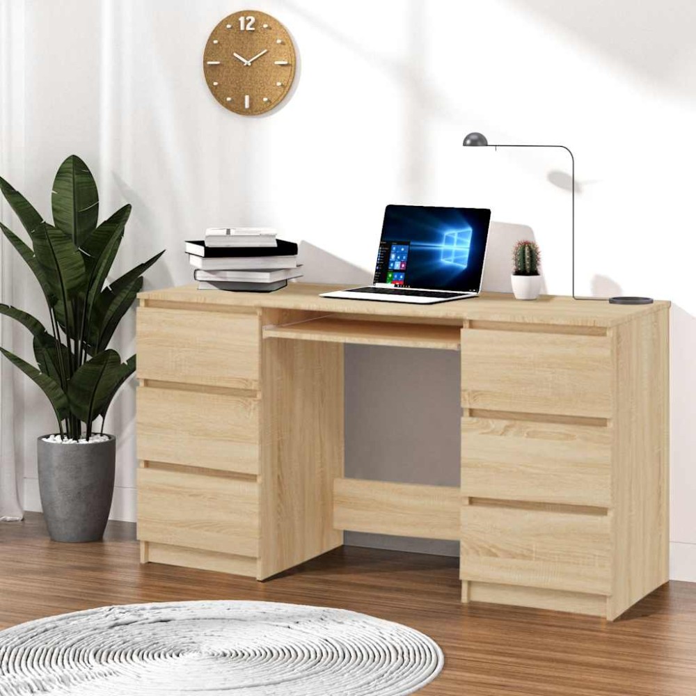 vidaXL Birou de scris, stejar sonoma, 140x50x77 cm, lemn prelucrat