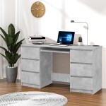 vidaXL Birou de scris, gri beton, 140x50x77 cm, lemn prelucrate