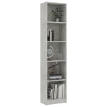 vidaXL Bibliotecă cu 5 rafturi, gri beton, 40x24x175 cm lemn prelucrat vidaXL Bibliotecă cu 5 rafturi, gri beton, 40x24x175 cm lemn prelucrat