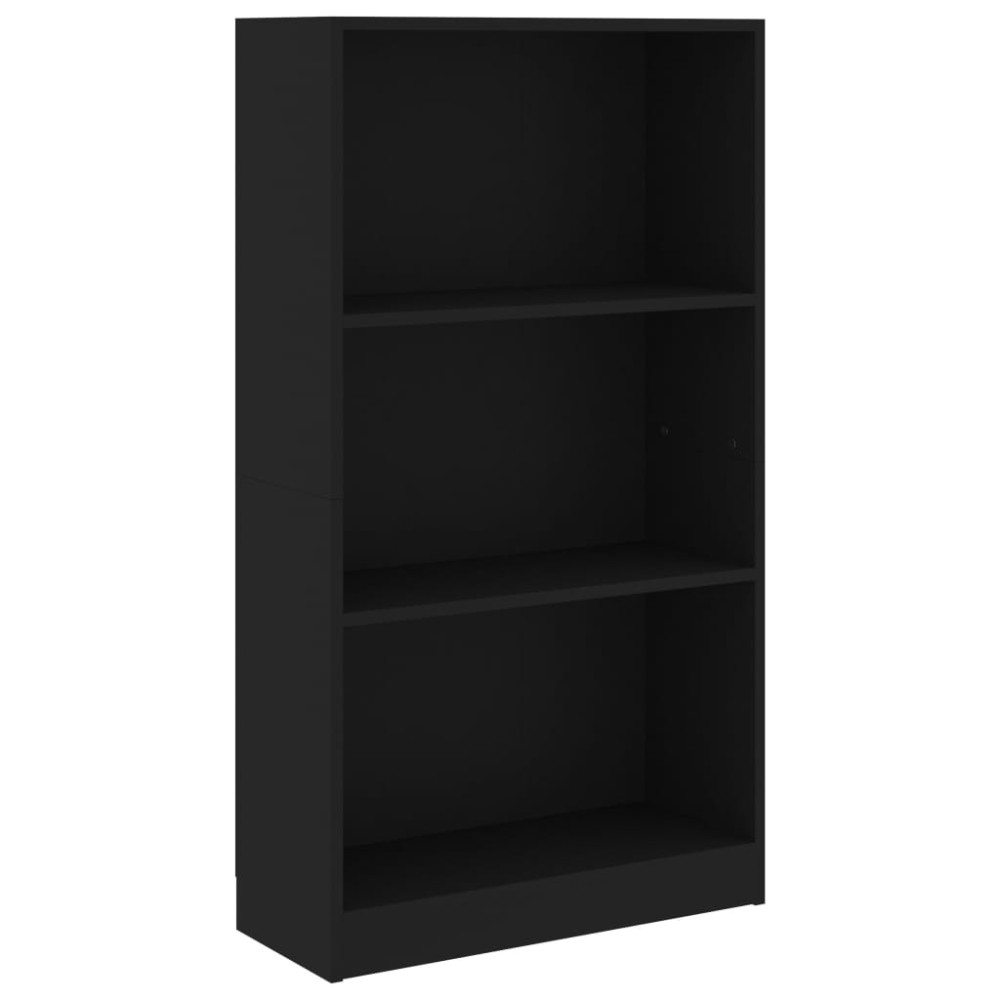 vidaXL Bibliotecă cu 3 rafturi, negru, 60x24x109 cm, lemn compozit