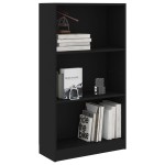vidaXL Bibliotecă cu 3 rafturi, negru, 60x24x109 cm, lemn compozit