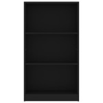 vidaXL Bibliotecă cu 3 rafturi, negru, 60x24x109 cm, lemn compozit