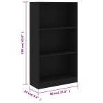 vidaXL Bibliotecă cu 3 rafturi, negru, 60x24x109 cm, lemn compozit