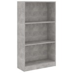 vidaXL Bibliotecă cu 3 rafturi, gri beton, 60x24x109 cm, lemn compozit
