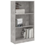 vidaXL Bibliotecă cu 3 rafturi, gri beton, 60x24x109 cm, lemn compozit