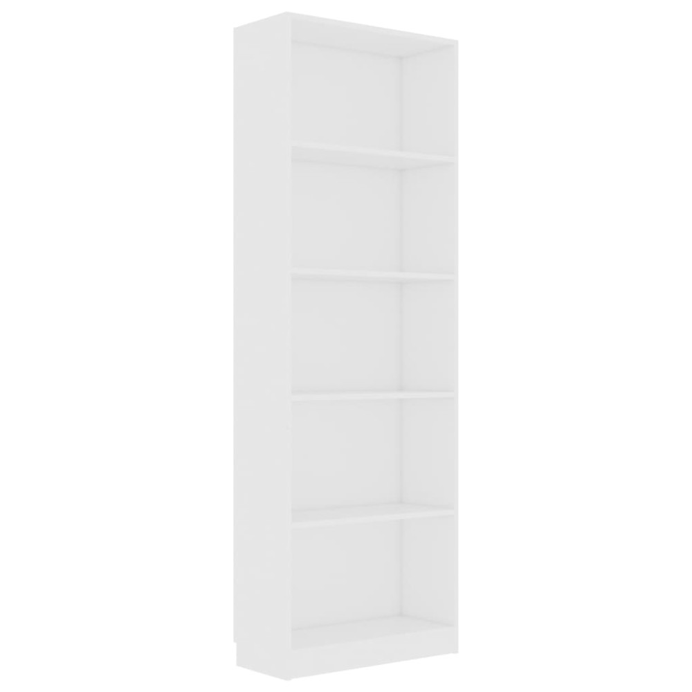 vidaXL Bibliotecă cu 5 rafturi, alb, 60x24x175 cm, lemn prelucrat