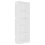 vidaXL Bibliotecă cu 5 rafturi, alb, 60x24x175 cm, lemn prelucrat