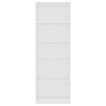 vidaXL Bibliotecă cu 5 rafturi, alb, 60x24x175 cm, lemn prelucrat