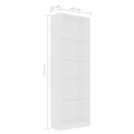 vidaXL Bibliotecă cu 5 rafturi, alb, 60x24x175 cm, lemn prelucrat