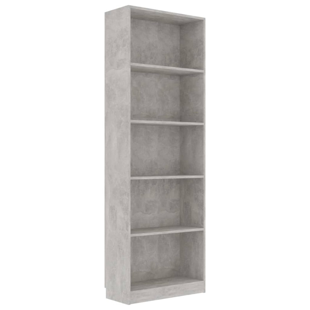 vidaXL Bibliotecă cu 5 rafturi, gri beton, 60x24x175 cm lemn prelucrat