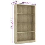 vidaXL Bibliotecă 4 rafturi stejar sonoma 80x24x142 cm lemn prelucrat