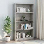 vidaXL Bibliotecă cu 4 rafturi gri beton, 80x24x142 cm, lemn prelucrat vidaXL Bibliotecă cu 4 rafturi gri beton, 80x24x142 cm, lemn prelucrat