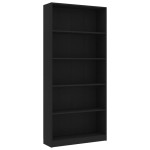 vidaXL Bibliotecă cu 5 rafturi, negru, 80x24x175 cm, lemn prelucrat vidaXL Bibliotecă cu 5 rafturi, negru, 80x24x175 cm, lemn prelucrat