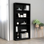 vidaXL Bibliotecă cu 5 rafturi, negru, 80x24x175 cm, lemn prelucrat vidaXL Bibliotecă cu 5 rafturi, negru, 80x24x175 cm, lemn prelucrat