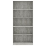 vidaXL Bibliotecă cu 5 rafturi gri beton, 80x24x175 cm, lemn prelucrat