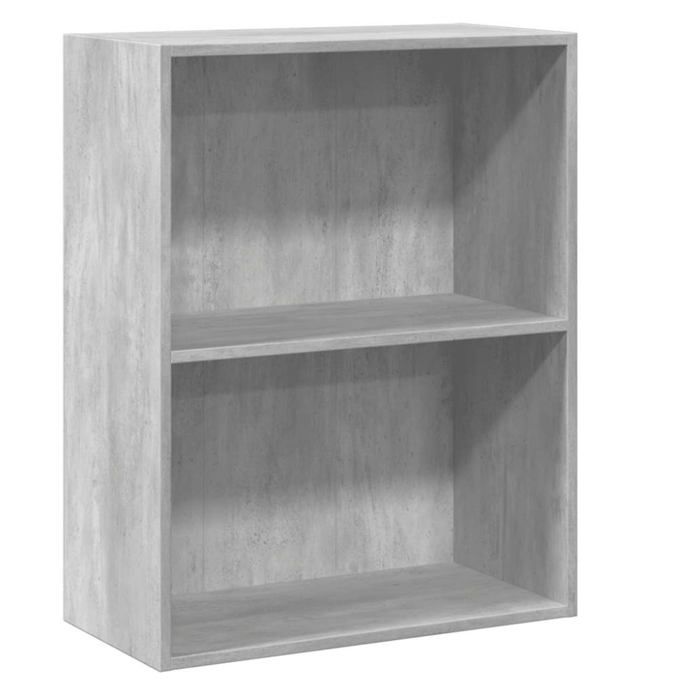 vidaXL Bibliotecă cu 2 rafturi, gri beton, 60 x 30 x 76,5 cm, PAL