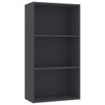vidaXL Bibliotecă cu 3 rafturi, gri, 60x30x114 cm, lemn prelucrat