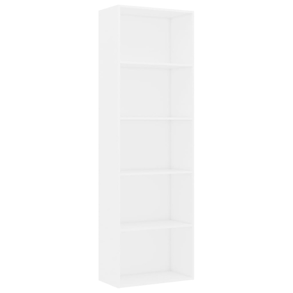 vidaXL Bibliotecă cu 5 rafturi, alb, 60x30x189 cm, lemn prelucrat
