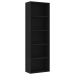 vidaXL Bibliotecă cu 5 rafturi, negru, 60x30x189 cm, lemn prelucrat vidaXL Bibliotecă cu 5 rafturi, negru, 60x30x189 cm, lemn prelucrat