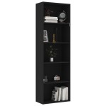 vidaXL Bibliotecă cu 5 rafturi, negru, 60x30x189 cm, lemn prelucrat vidaXL Bibliotecă cu 5 rafturi, negru, 60x30x189 cm, lemn prelucrat
