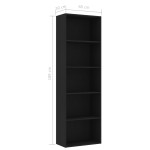 vidaXL Bibliotecă cu 5 rafturi, negru, 60x30x189 cm, lemn prelucrat vidaXL Bibliotecă cu 5 rafturi, negru, 60x30x189 cm, lemn prelucrat