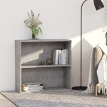 vidaXL Bibliotecă cu 2 rafturi, gri beton, 80 x 30 x 76,5 cm, PAL vidaXL Bibliotecă cu 2 rafturi, gri beton, 80 x 30 x 76,5 cm, PAL