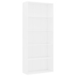 vidaXL Bibliotecă cu 5 rafturi, alb, 80x30x189 cm, lemn prelucrat vidaXL Bibliotecă cu 5 rafturi, alb, 80x30x189 cm, lemn prelucrat