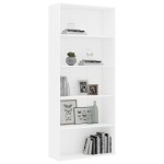 vidaXL Bibliotecă cu 5 rafturi, alb, 80x30x189 cm, lemn prelucrat vidaXL Bibliotecă cu 5 rafturi, alb, 80x30x189 cm, lemn prelucrat