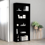 vidaXL Bibliotecă cu 5 rafturi, negru, 80x30x189 cm, lemn prelucrat
