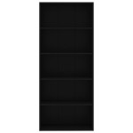 vidaXL Bibliotecă cu 5 rafturi, negru, 80x30x189 cm, lemn prelucrat
