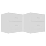 vidaXL Noptiere, 2 buc., alb, 40x30x40 cm, lemn prelucrat