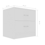 vidaXL Noptiere, 2 buc., alb, 40x30x40 cm, lemn prelucrat