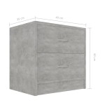 vidaXL Noptiere, 2 buc., gri beton, 40x30x40 cm, lemn prelucrat